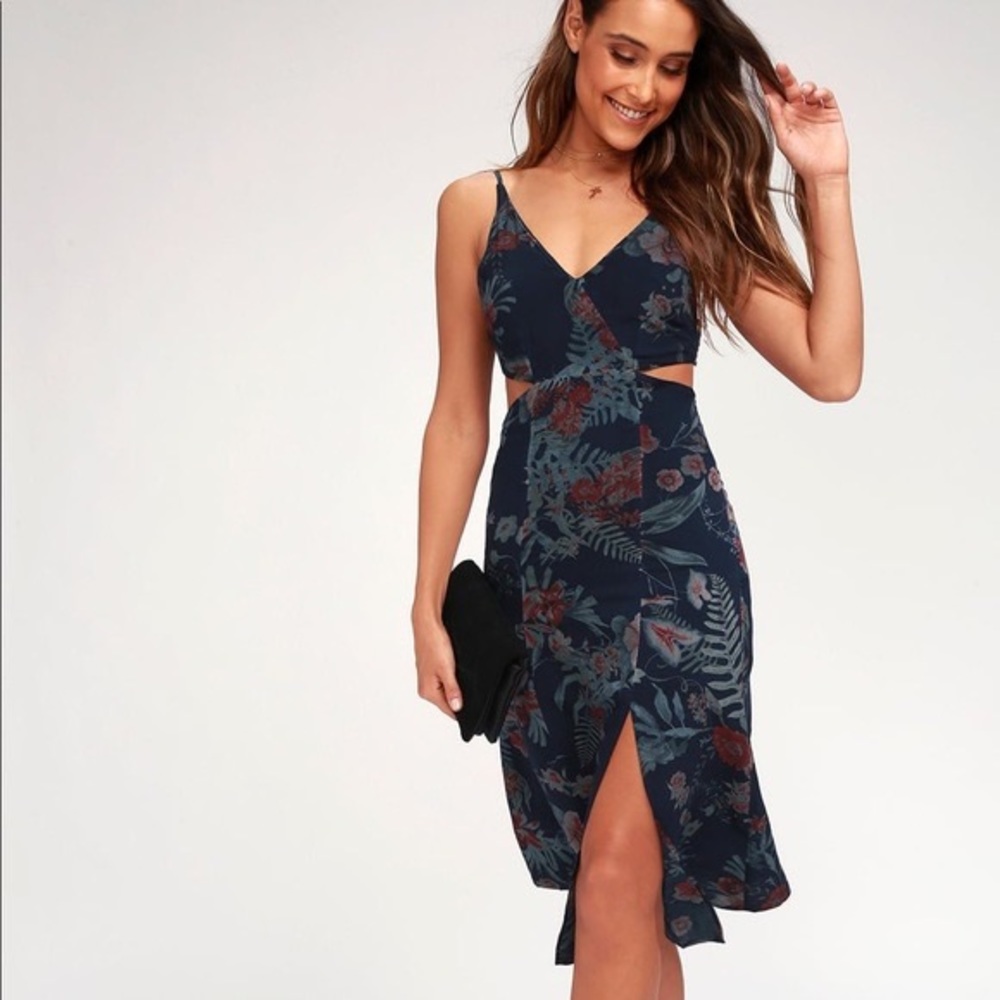 Peek-a-bloom blue cut out dress